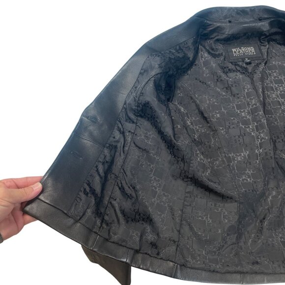 Wilsons Leather Pelle Studio Womens Black Leather Blazer Jacket Sz M SKU 9414 - Picture 9 of 13